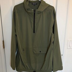 Men's Olive Green Hooded Windbreaker Pullover - Kensie